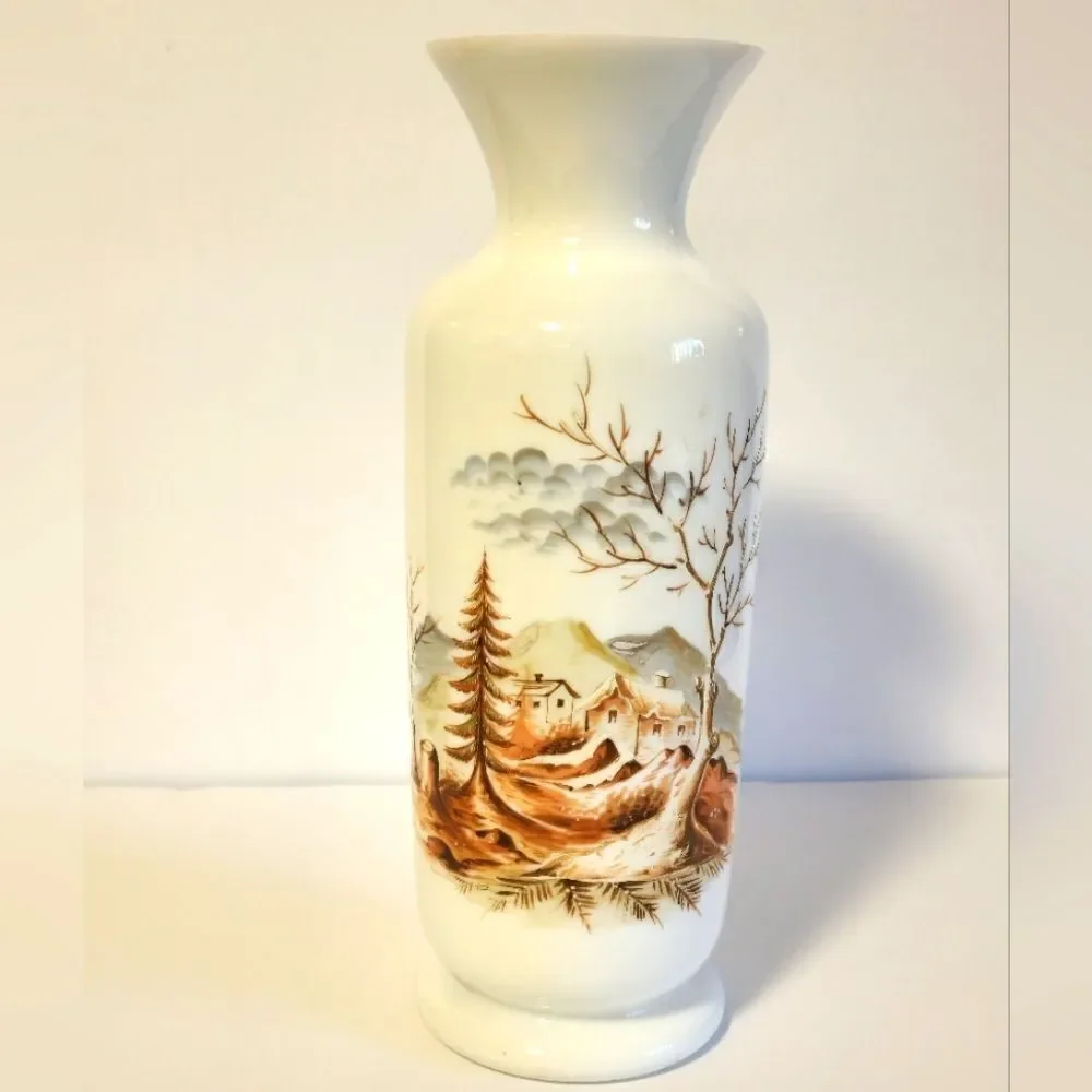 Antique Opaline hand painted scenic 12